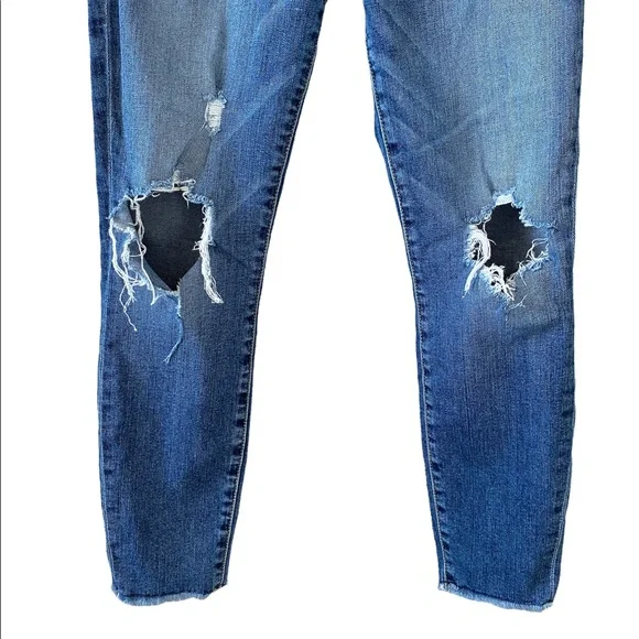 ⭐️ SOLD ⭐️ 7 For All Mankind Medium Blue The High Waist Ankle Skinny Distressed - Picture 3 of 7
